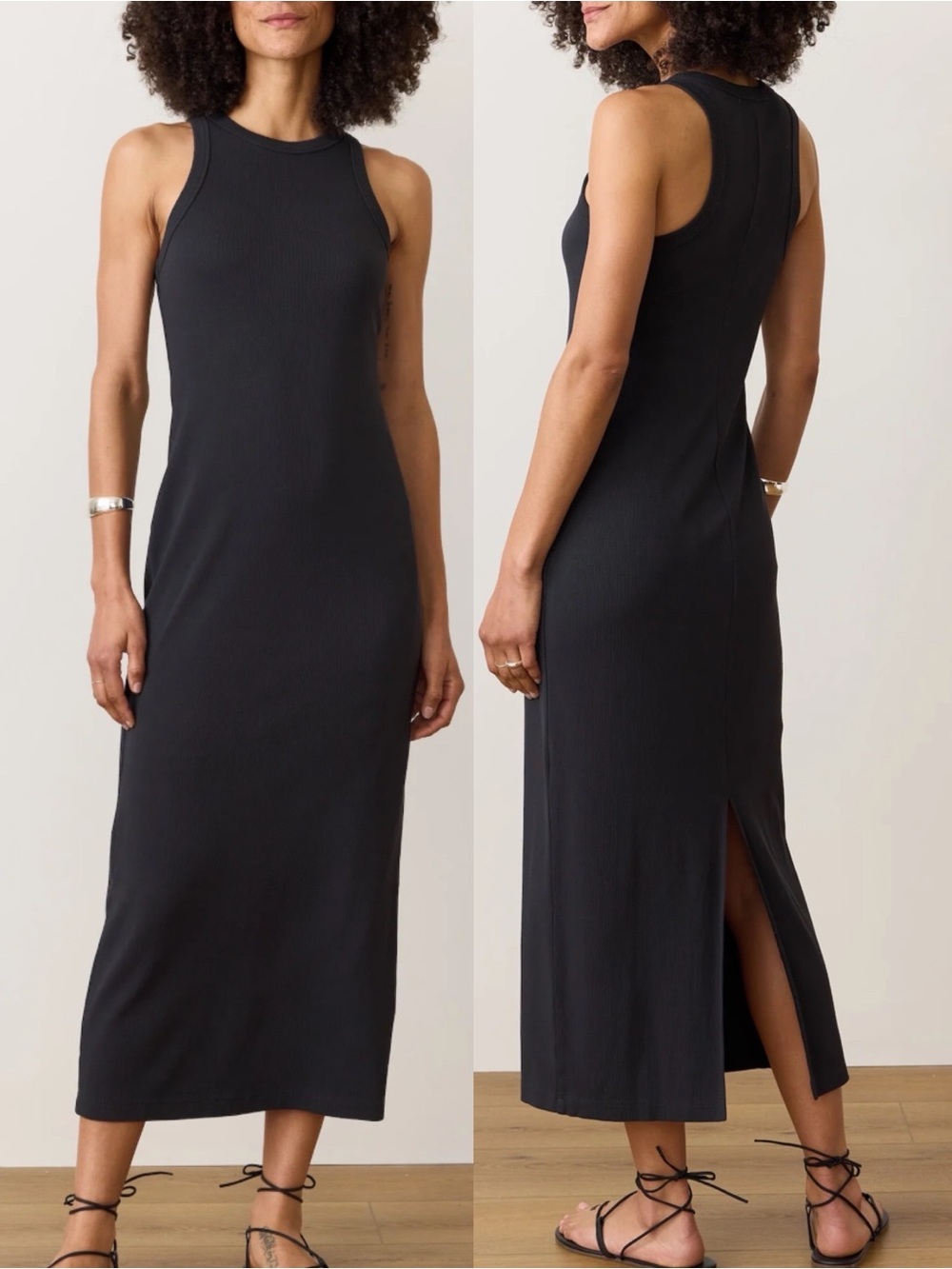 Marine Layer Lexi Rib Sun In Maxi Dress Size M Black